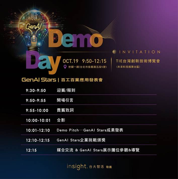 【活動轉知】臺大智活中心「GenAI Stars Demo Day百工百業應用發表會」